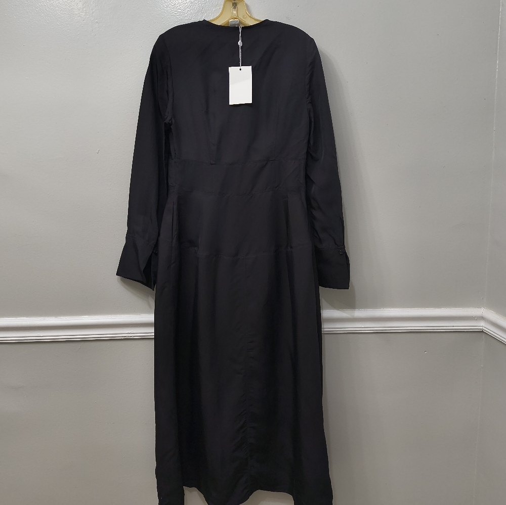 Co. Collection Silk Blend Elegant Black Long Sleeve Dress M Dark Romantic Gurge - Picture 6 of 12